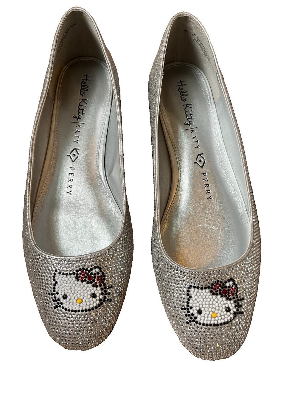 HELLO KITTY X KATY PERRY COLLECTION CRYSTAL BALLET FLATS RHINESTONE SHOES SZ 8.5